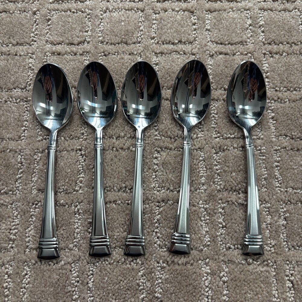 Wallace Zenith Frost Stainless 18/10 Flatware Spoons Set Of 5 Teaspoons 6-3/8"